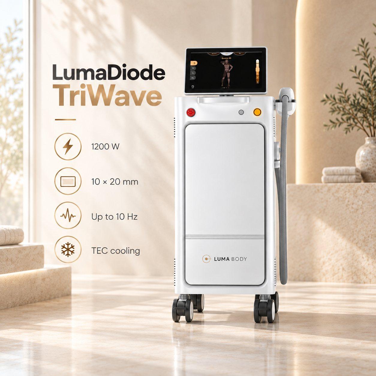 LumaDiode TriWave key specs - 1200W, 10x20mm spot, up to 10 Hz and TEC cooling