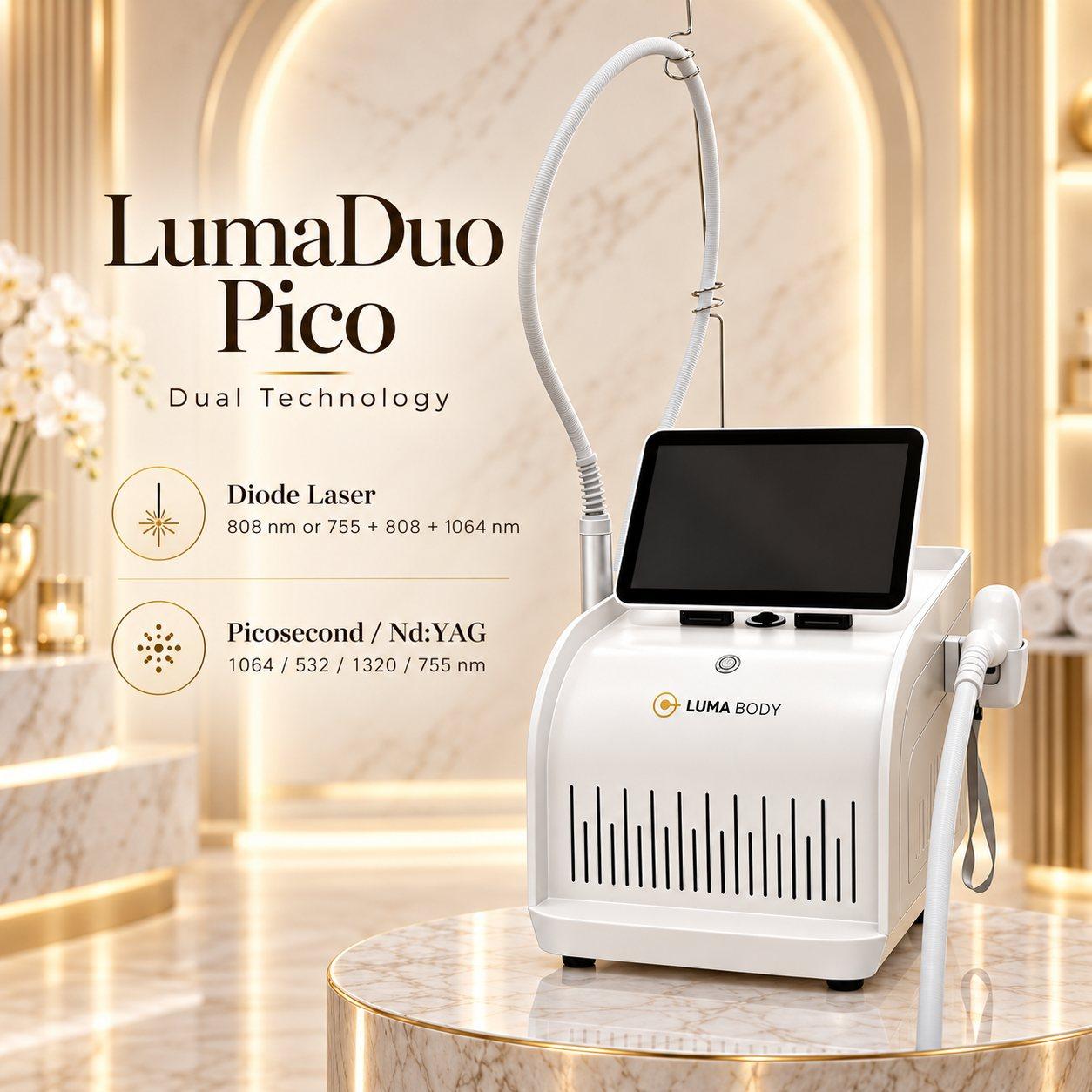 LumaDuo Pico dual technology - diode laser 808nm or 755/808/1064nm and Pico Nd:YAG 1064/532/1320/755nm