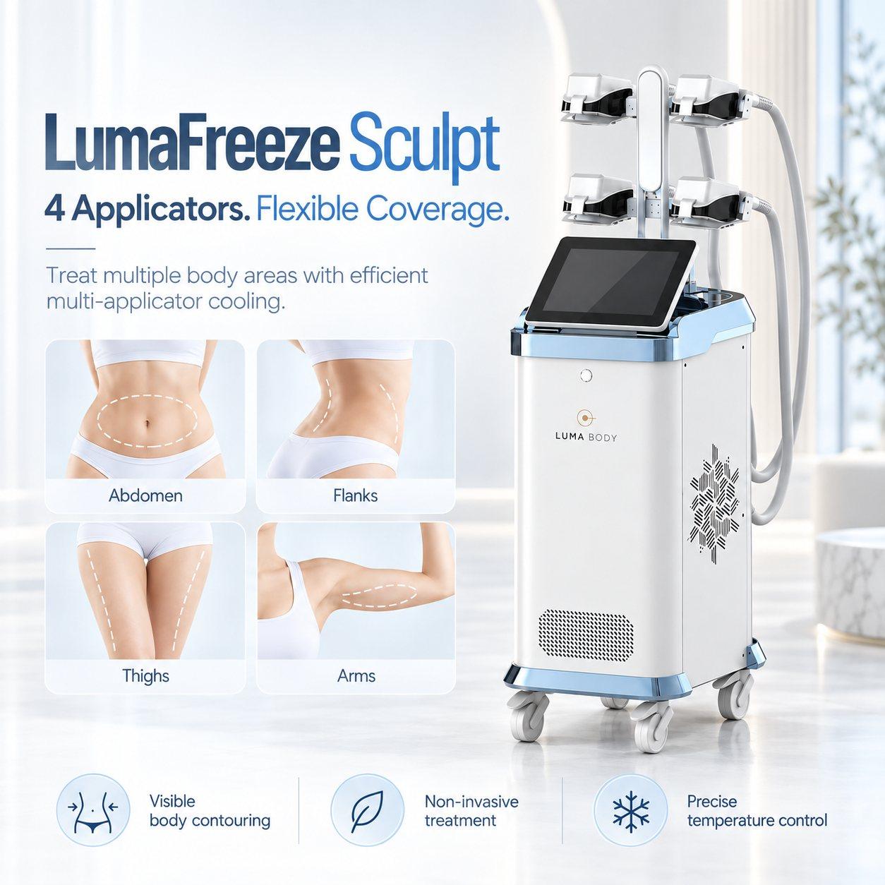 LumaFreeze Sculpt four applicators for abdomen, flanks, thighs and arms