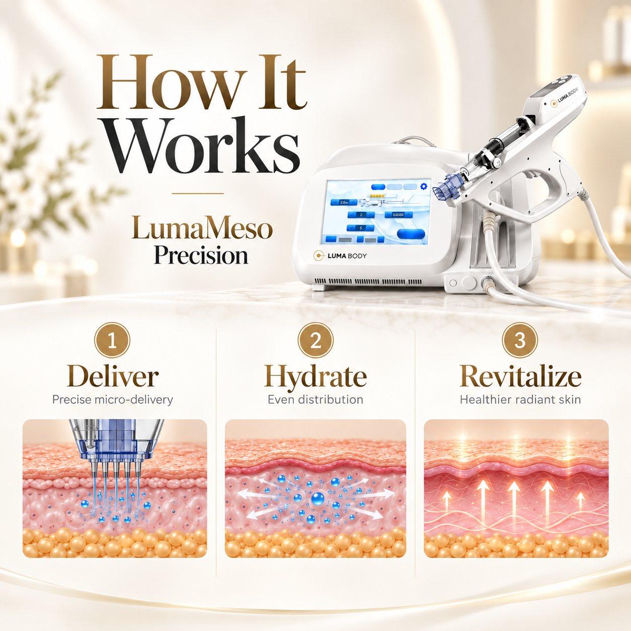 How LumaMeso Precision works - deliver, hydrate, revitalize