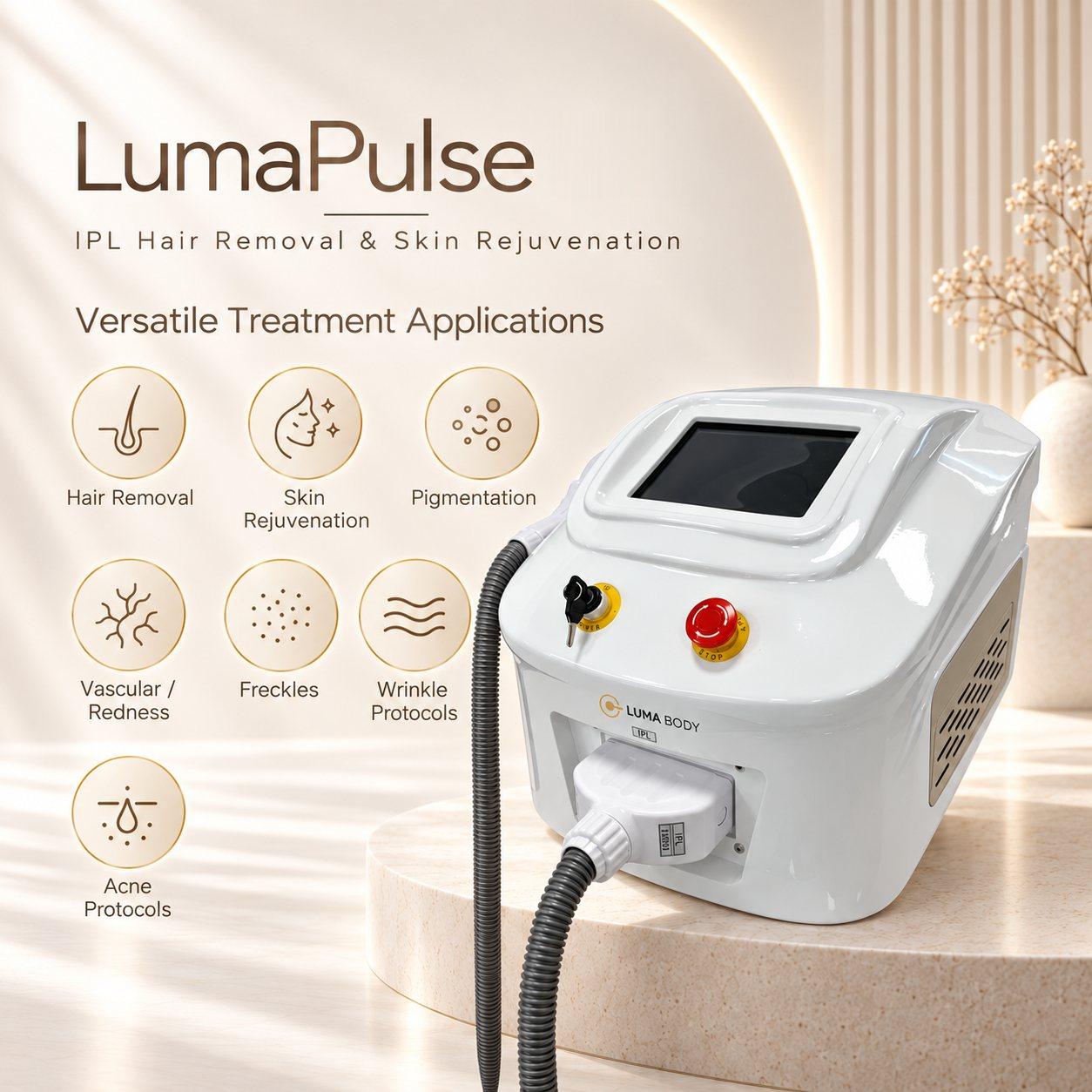 LumaPulse IPL treatments - hair removal, skin rejuvenation, pigmentation, vascular redness, freckles, wrinkles and acne