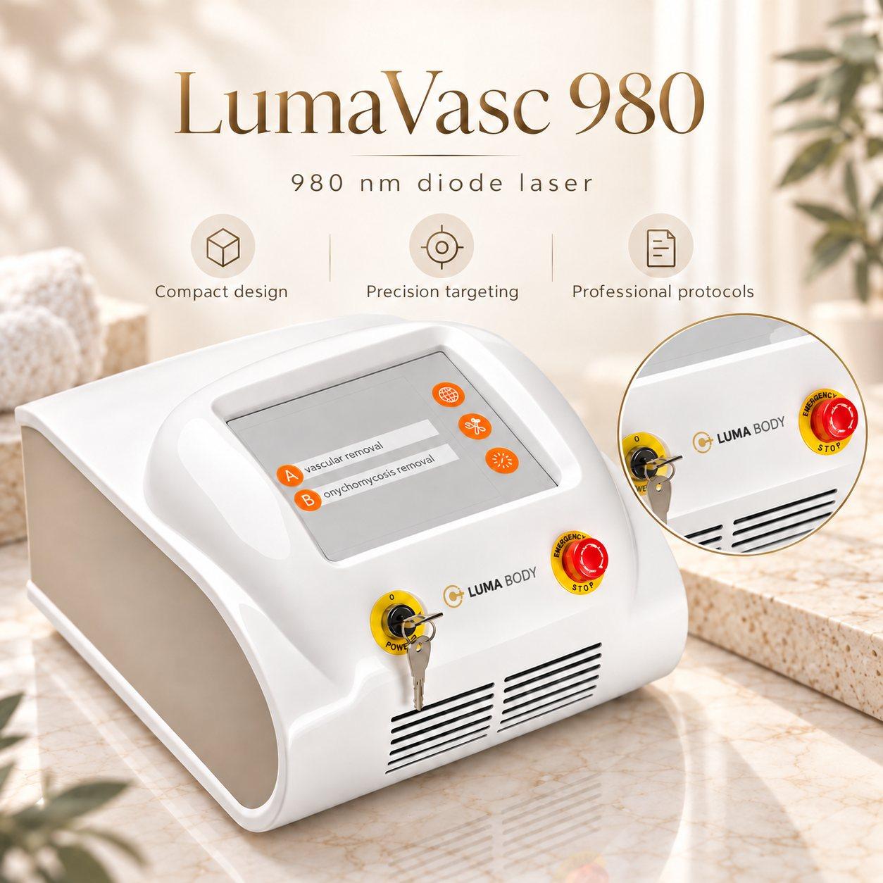 LumaVasc 980 compact tabletop design with precision targeting and professional protocols